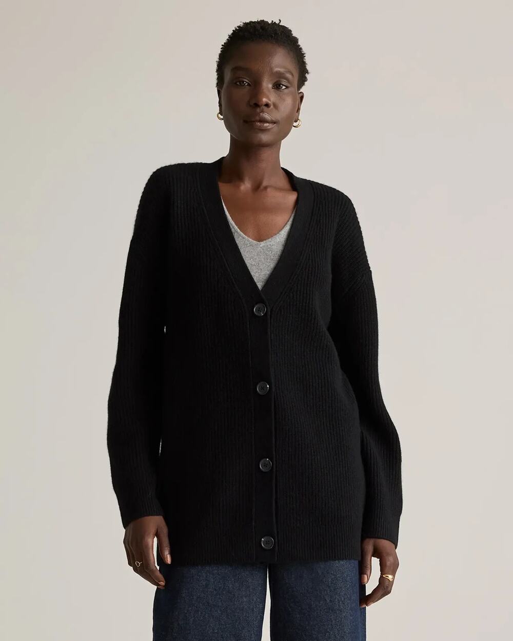 Quince Mongolian Cashmere Oversized Boyfriend Cardigan Sweater Sz S